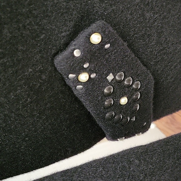 Coach black wool mohair blend coat beads pearl trim fully lined Sz 2 New… - Picture 3 of 8